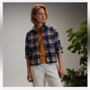 Alpine Design Womens Flannel Size XL Navy Brown Plaid